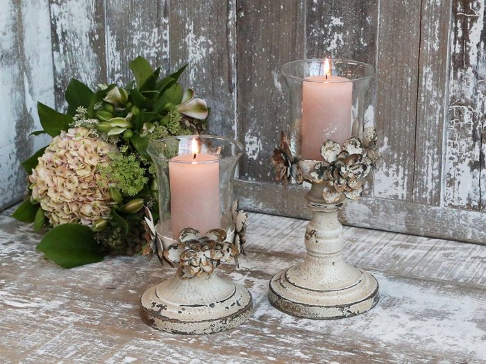 Grand photophore avec décor fleurs – Image 2