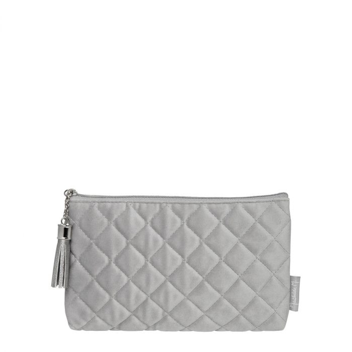 Pochette en velours Boudoir Précieux grise
