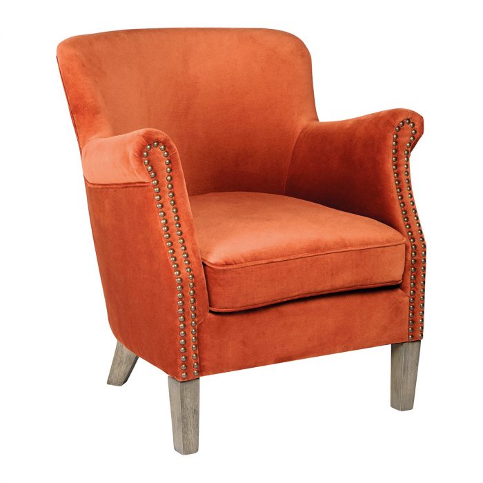 Fauteuil CLAUDE velours orange brûlé