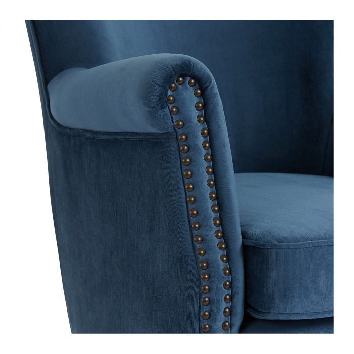 Fauteuil CLAUDE velours bleu de minuit – Image 3