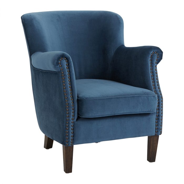 Fauteuil CLAUDE velours bleu de minuit