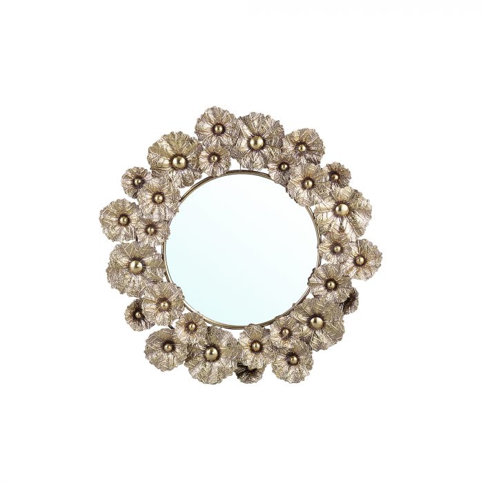 Miroir Julina en métal doré rond