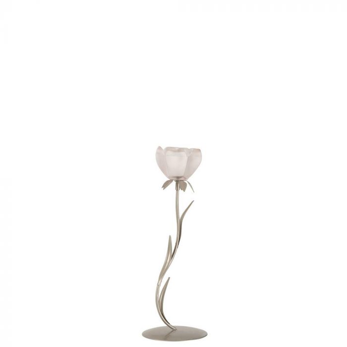 Photophore sur pied fleur verre grand modèle
