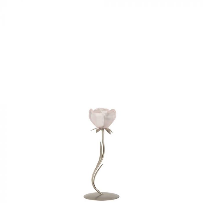 Photophore sur pied fleur verre
