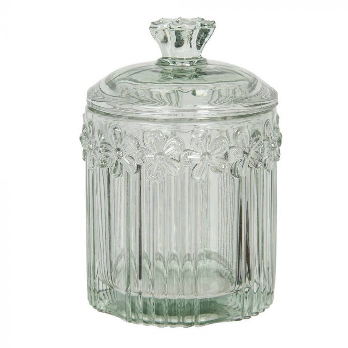 Bonbonnière en verre décor fleurs