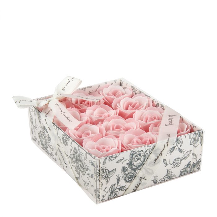 Coffret de 12 roses en feuilles de savon roses et blanches – Image 3