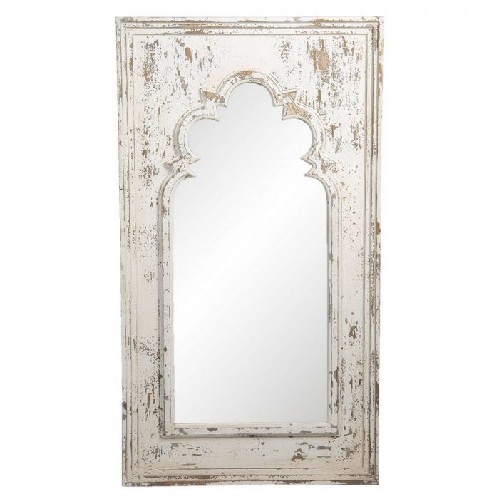 Miroir patiné blanc