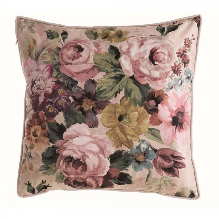 Coussin velours fleurs