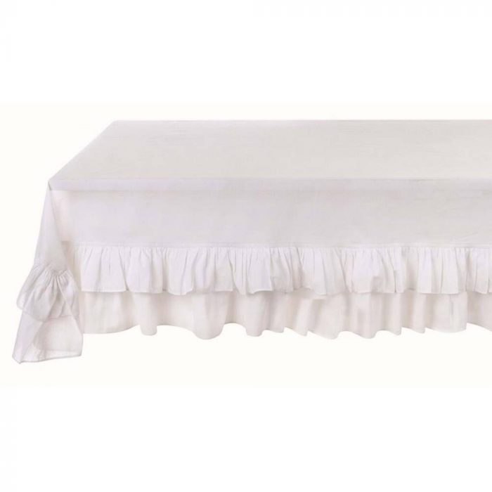 Nappe blanche avec 2 volants