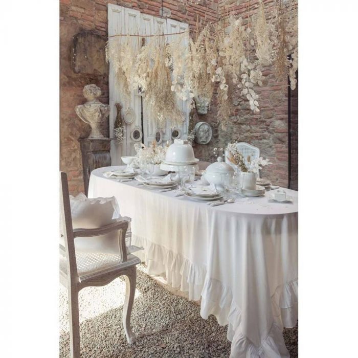 Nappe blanche avec 2 volants – Image 2