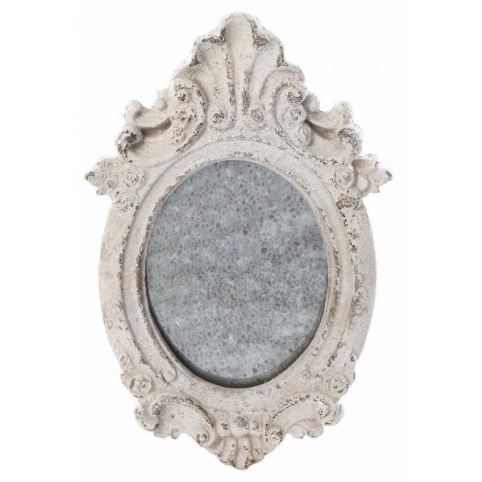 Cadre ovale avec miroir vieilli