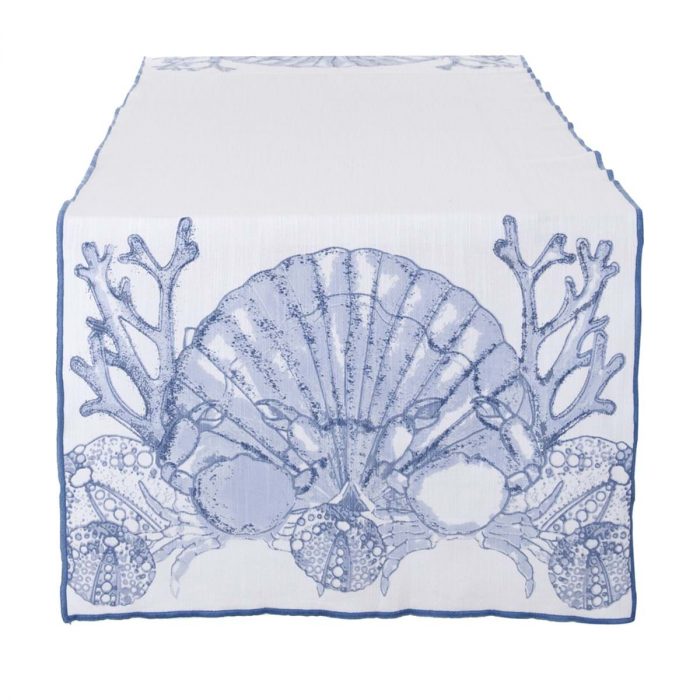 Chemin de table bleu coquillages
