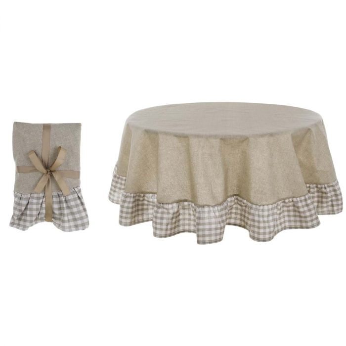 Nappe ronde avec volant vichy