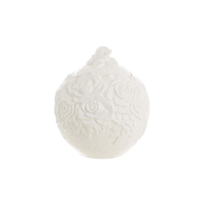 Sucrier blanc incrusté de roses