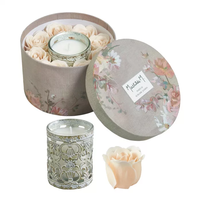 Coffret bougie et roses de savon - Sublime Jasmin