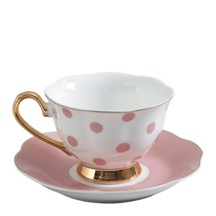Tasse à thé Madame Récamier pois rose