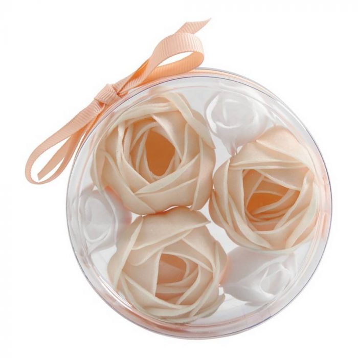 Coffret 3 camélias 3 roses de savon nudes
