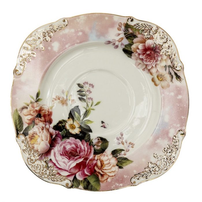 Tasse et soucoupe en porcelaine à fleurs – Image 3