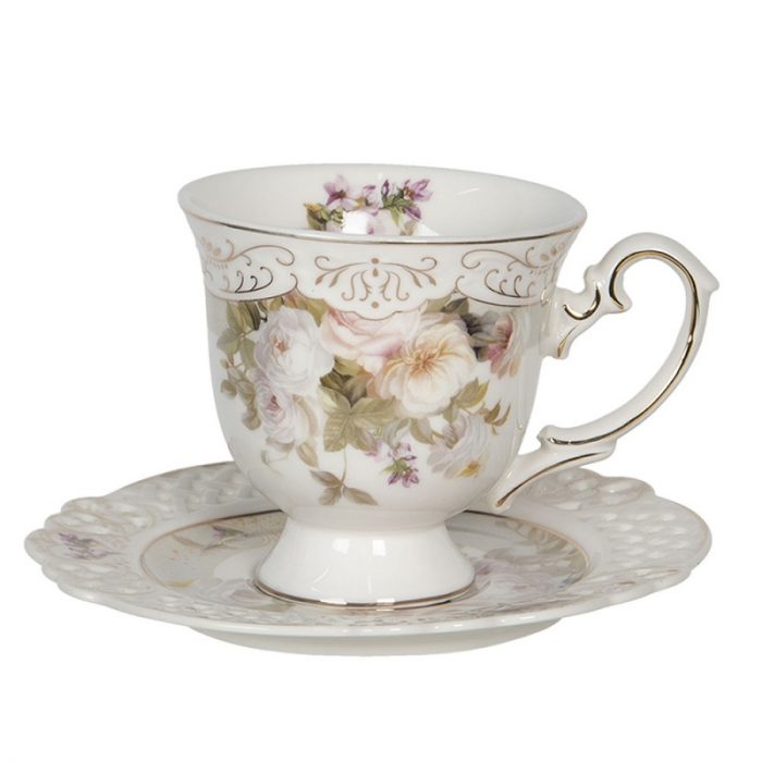 Tasse et soucoupe en porcelaine florale