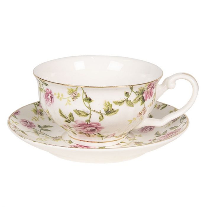 Tasse avec sa soucoupe en porcelaine