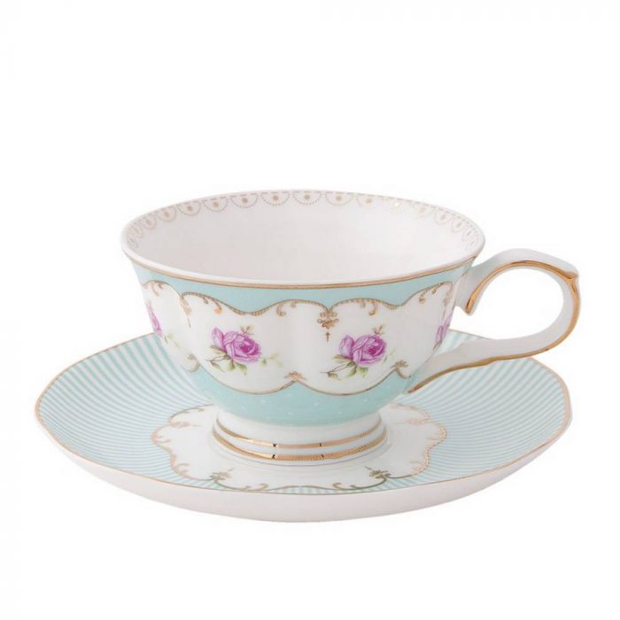 Tasse et soucoupe en porcelaine turquoise