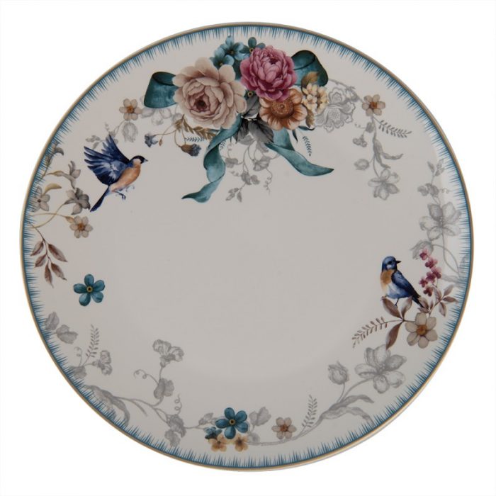 Assiette plate en porcelaine oiseau