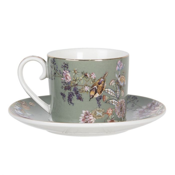 Tasse et soucoupe en porcelaine verte – Image 2