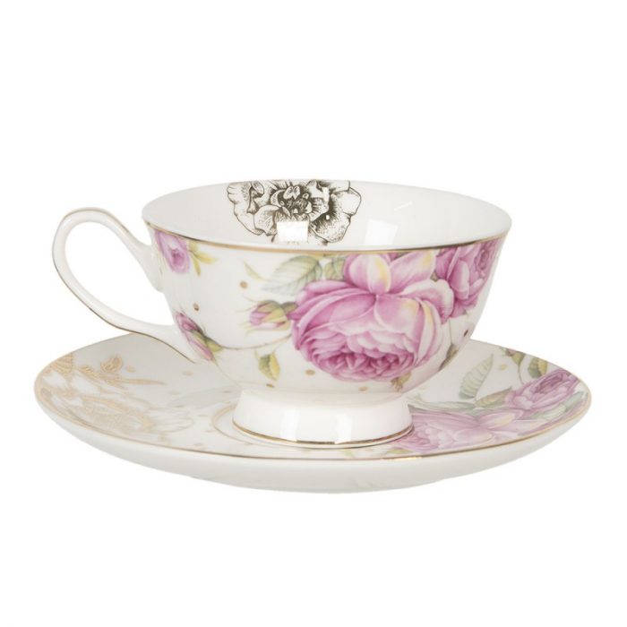 Tasse et soucoupe en porcelaine dorée – Image 2