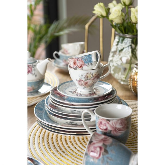 Assiette plate en porcelaine bleue – Image 3