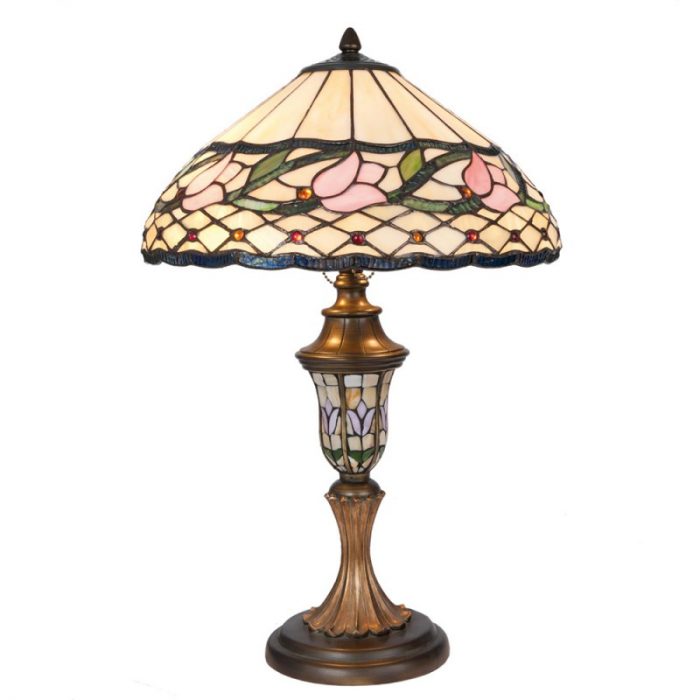 Lampe vitrail fleurs Tiffany