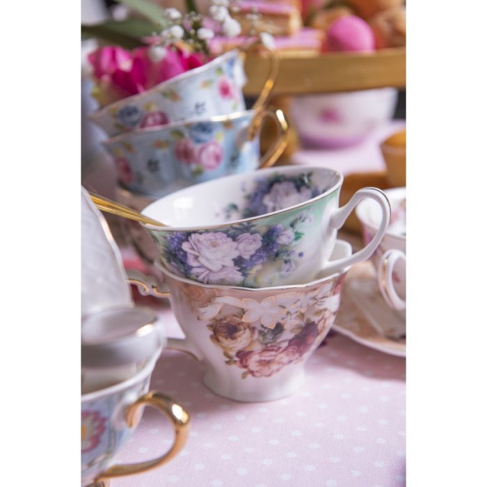 Tasse et soucoupe en porcelaine florale – Image 4