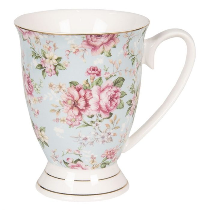 Mug en porcelaine bleue fleurs