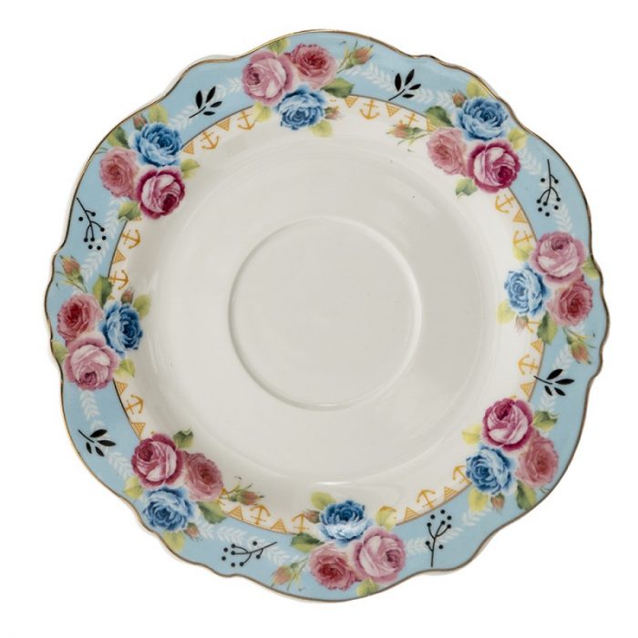 Tasse et soucoupe en porcelaine bleue – Image 3