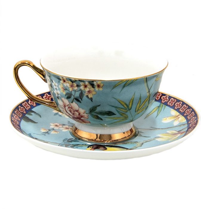 Tasse et soucoupe porcelaine bleue – Image 4