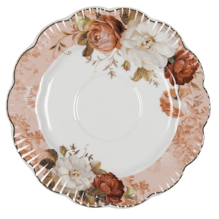 Tasse et soucoupe en porcelaine fleurs – Image 2