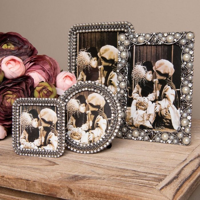 Cadre-photo argent avec perles – Image 2