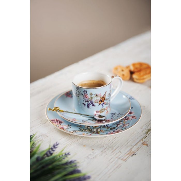 Tasse et soucoupe en porcelaine bleu clair – Image 3