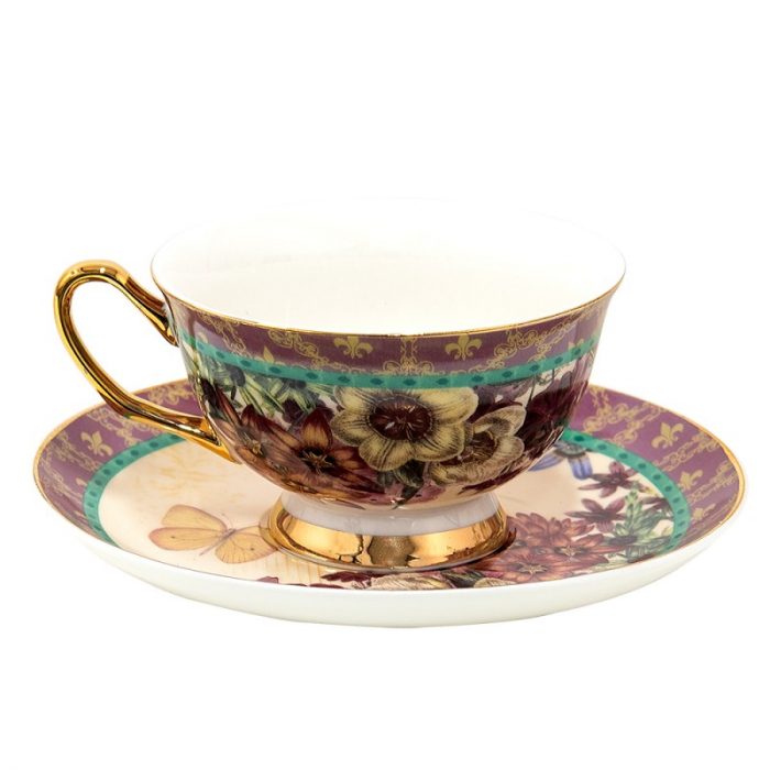 Tasse et soucoupe porcelaine oiseaux – Image 4