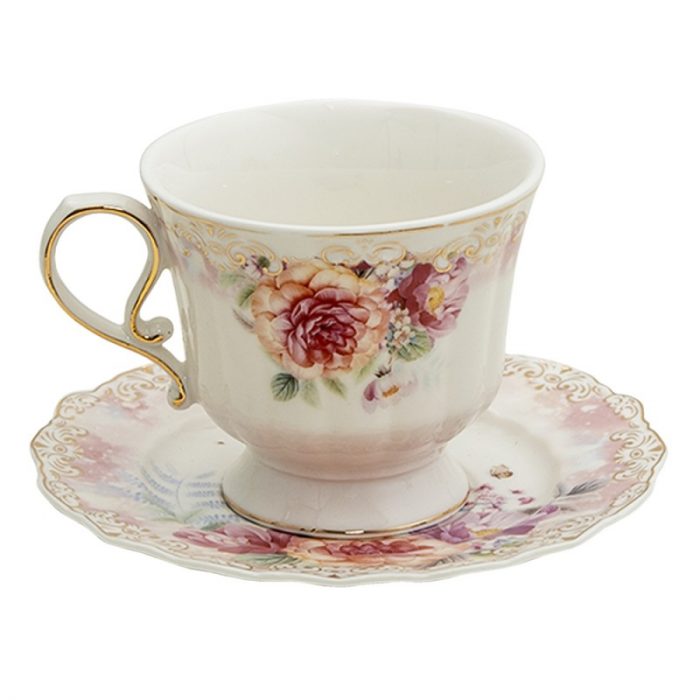 Tasse et soucoupe en porcelaine multi-couleurs – Image 2