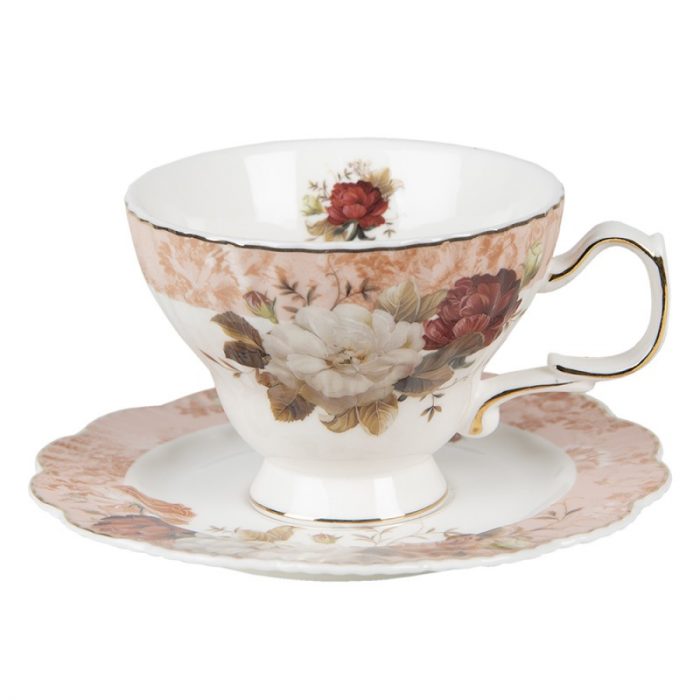 Tasse et soucoupe en porcelaine fleurs