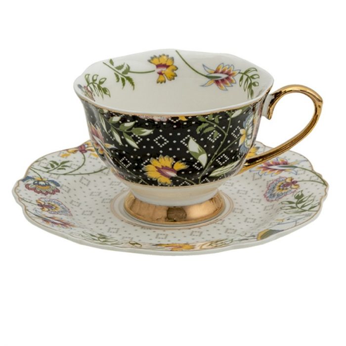 Tasse et soucoupe en porcelaine noire