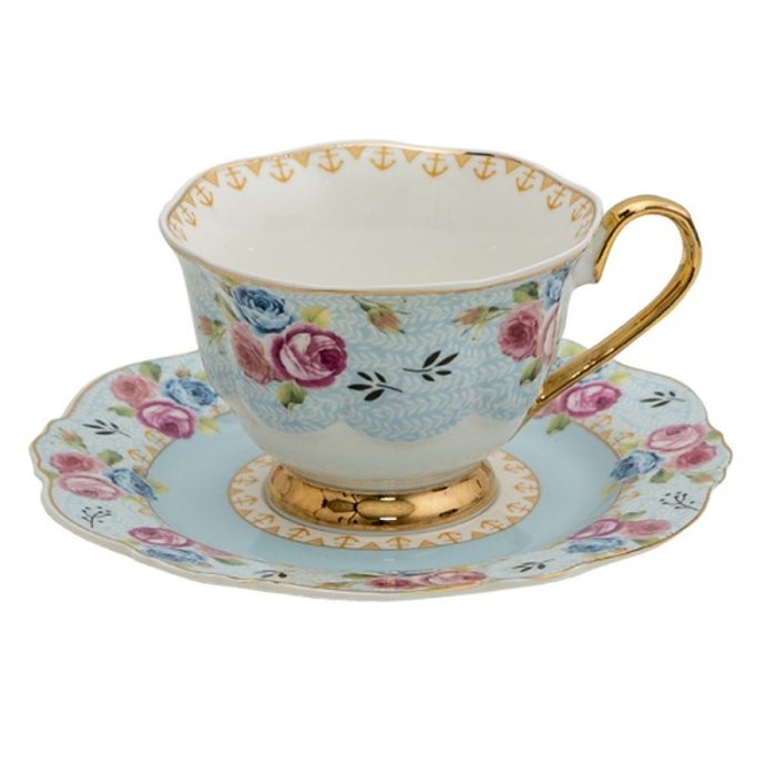 Tasse et soucoupe porcelaine bleue