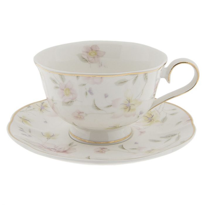 Tasse et soucoupe en porcelaine fleurs