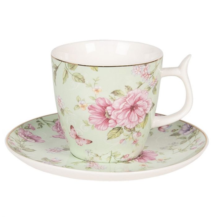 Tasse et soucoupe porcelaine verte