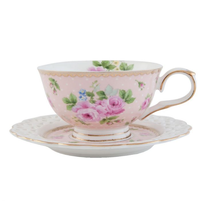 Tasse et soucoupe rose