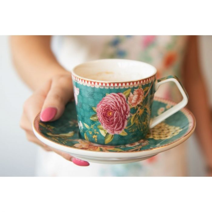 Tasse et soucoupe en porcelaine fleurs – Image 4