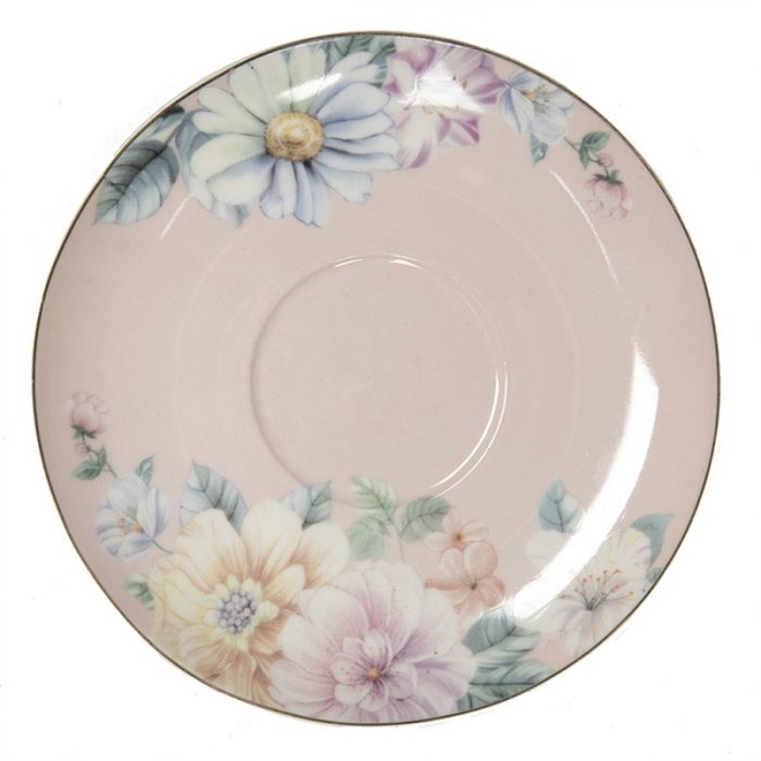 Tasse et soucoupe en porcelaine fleurs – Image 2