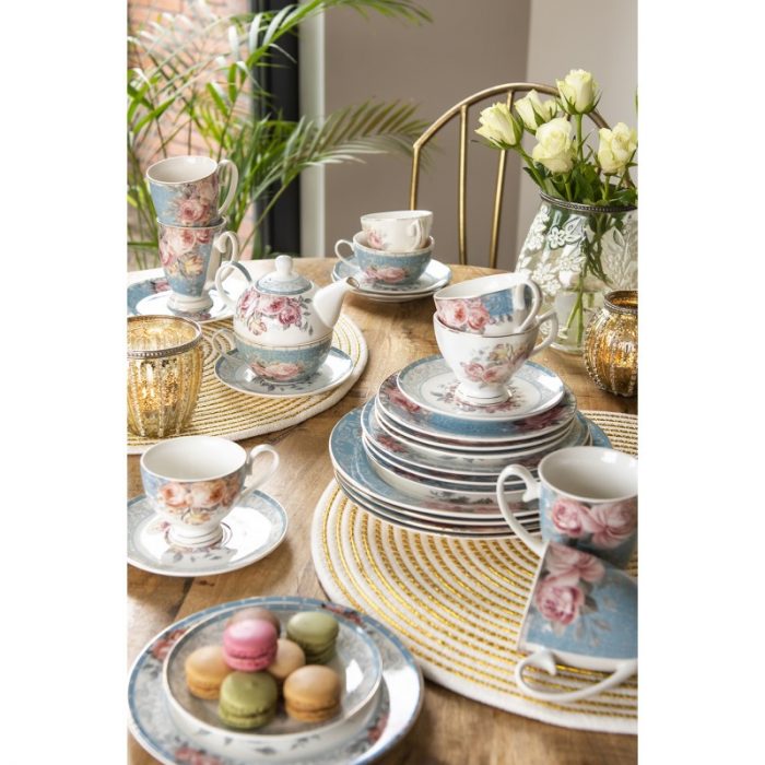 Assiette à dessert florale bleue – Image 4