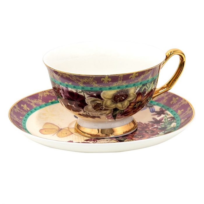 Tasse et soucoupe porcelaine oiseaux – Image 2