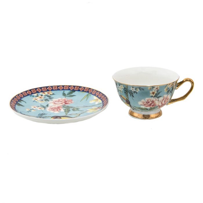 Tasse et soucoupe porcelaine bleue – Image 5